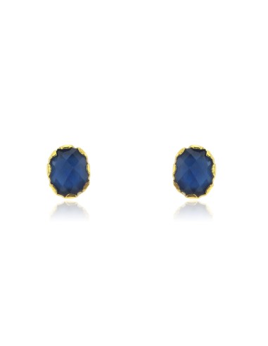 MRIO Classic Earrings Silver Gold Blue Stone