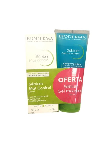 Bioderma Sébium Pack Mat Control Matifying Cream 30ml + Sébium Gel Cleaning 100ml