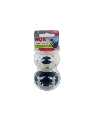NUK Signature Night Silicone Soother 6-18m x2