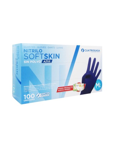 SoftSkin Blue Nitrile Gloves Size M x100 Units