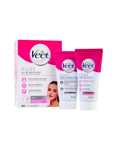 Veet Pure Facial Hair Removal Kit 2x50ml