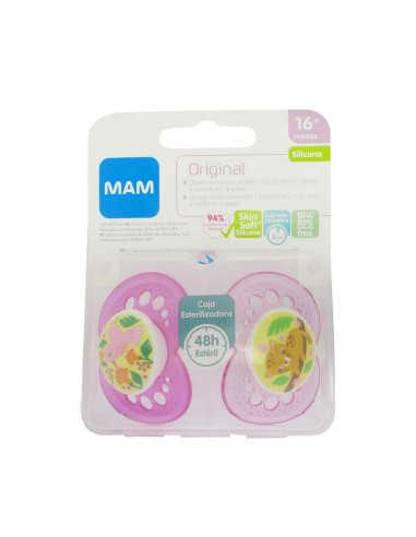 MAM pacifier original silicone + 16m rose 2un