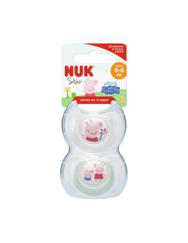 NUK Star Peppa Pig Silicone Pacifier 0-6M x2