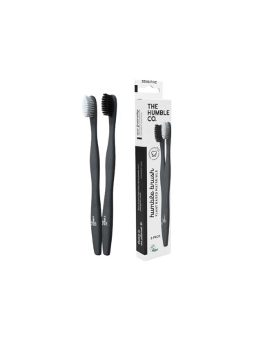 The Humble Co Plant Based Adult Soft Toothbrush Black and White 2 units