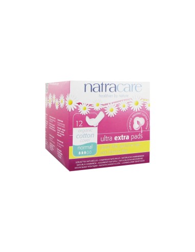 Natracare Extra Thin Sanitary Pads with Wings 12 Units