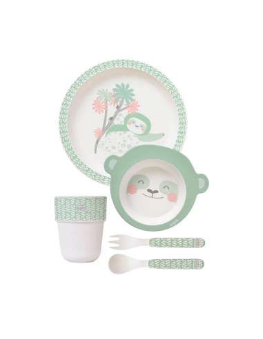 Saro Set 5 Pieces of Food in Green Bamboo