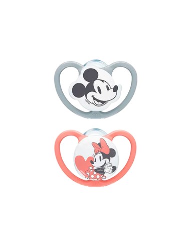 NUK Space Mickey Silicone Soother Girl 18-36M x2