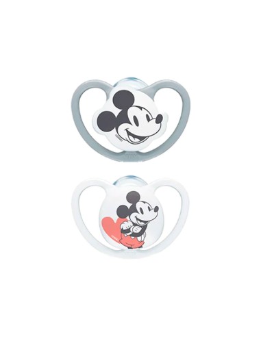NUK Space Mickey Silicone Soother Boy 6-18M x2